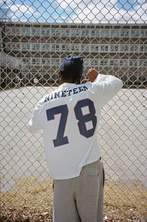 Silk White and Navy 78 Football Jersey